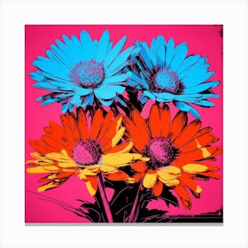 Andy Warhol Style Pop Art Flowers Asters 3 Square Canvas Print