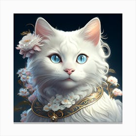 White Cat With Blue Eyes Canvas Print