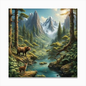 Bears In The Forest Canvas Print