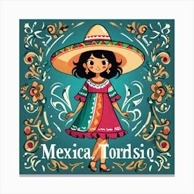 Mexican Girl In Sombrero 3 Canvas Print