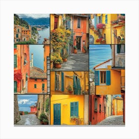 Cinque Terre Collage Italy Canvas Print