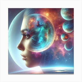 Space Portrait of a Woman- Gal-axy Canvas Print