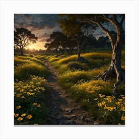 Sunset In The Meadow 18 Canvas Print