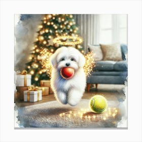 Maltese Angel Playing at Christmas Canvas Print