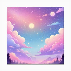 Sky With Twinkling Stars In Pastel Colors Square Composition 268 Canvas Print