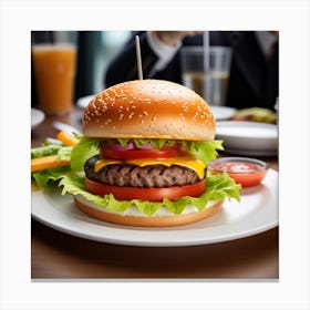 Burger In A Restaurant 2 Canvas Print