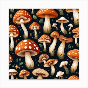 Seamless Pattern With Mushrooms 17 Canvas Print