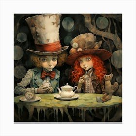 Mad Hatter And Alice Canvas Print