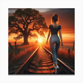 Walking Along An Old Railway Track Canvas Print