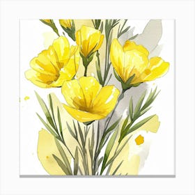 Yellow Poppies Watercolor Painting Canvas Print