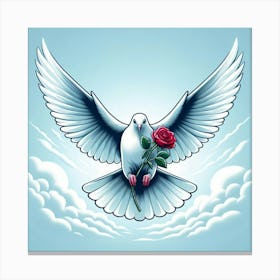 Dove With Rose 8 Canvas Print