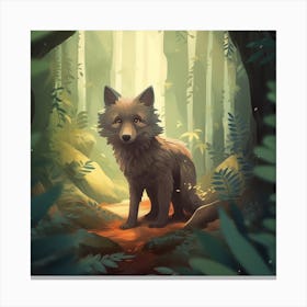 Wolf In The Forest 5 Canvas Print