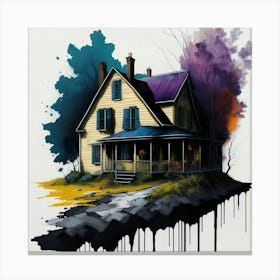 Colored House Ink Painting (90) Canvas Print