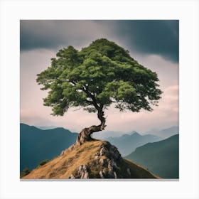 Lone Tree On Top Of Mountain 13 Canvas Print