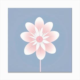 A White And Pink Flower In Minimalist Style Square Composition 373 Canvas Print