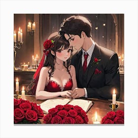 Anime Couple Kissing Canvas Print