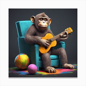 Monkey Playing Guitar 4 Canvas Print