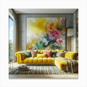 Yellow Living Room Canvas Print