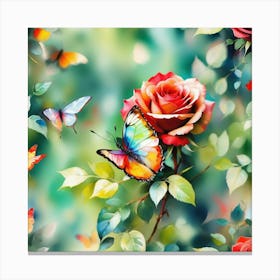 Roses And Butterflies 4 Canvas Print