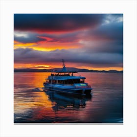 Sunset On A Boat 16 Canvas Print