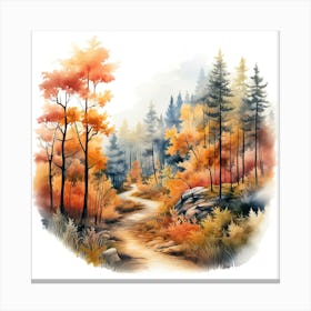 Watercolor Autumn Forest 11 Canvas Print