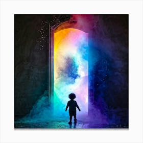 Child Walks Through A Rainbow Door Canvas Print