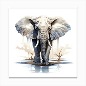 Elephant In Water Canvas Print