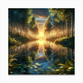 Sunset In The Forest Canvas Print