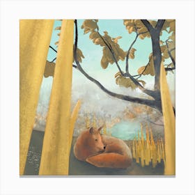 Fox In The Grass Animal Plant Forest Canvas Print