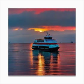 Sunset On The Bay Ferry 1 Canvas Print