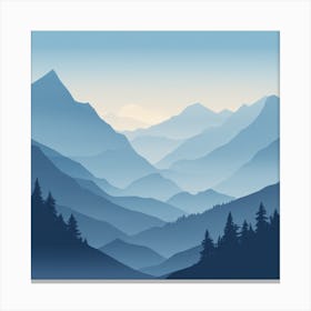 Misty mountains background in blue tone 57 Canvas Print