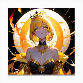 Anime Queen With Golden Hair Canvas Print