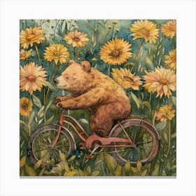 Bear On A Bike 5 Canvas Print