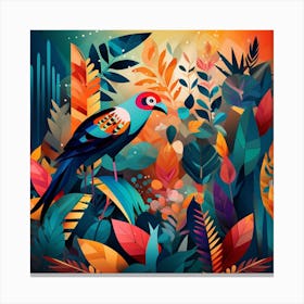 Colorful Bird In The Jungle Canvas Print