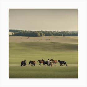 Horses In A Field 3 Canvas Print