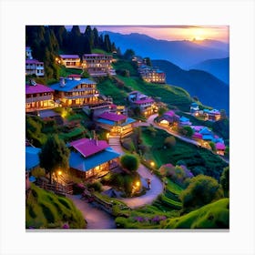 Village At Dusk Canvas Print