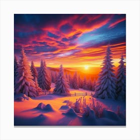 Sunset In The Snow Canvas Print