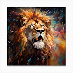 Abstract Colorful Bold Male Lion Canvas Print