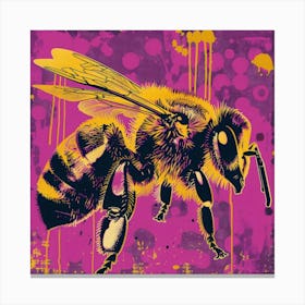Bee on purple 1 Canvas Print