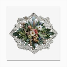 Floral Arrangement On A Doily Canvas Print