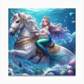 Mermaid On Horseback Canvas Print
