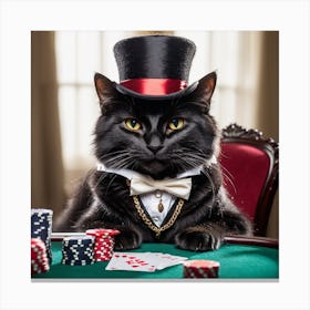 Cat Top Hat Poker 1 Canvas Print