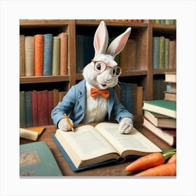 Rabbit Reading Book 3 Canvas Print