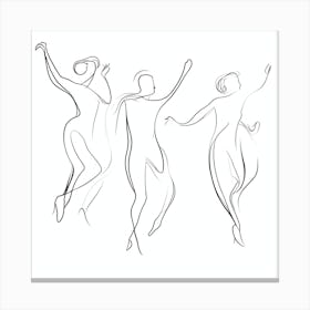 Three Dancers Line Art Canvas Print
