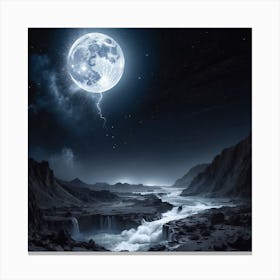 Full Moon Over The River Metal Print Canvas Print