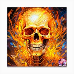 Skull In Flames Canvas Print