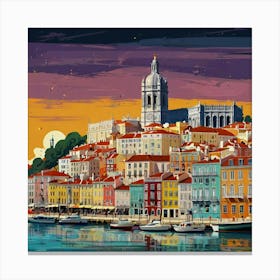 Lisbon At Sunset Canvas Print