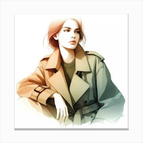 Girl In Trench Coat Canvas Print