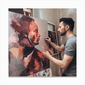 Portrait Of A Man Painting Canvas Print