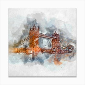 Tower Bridge Watercolor Painting Canvas Print